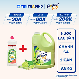 Chai Nước Lau Sàn POWER100 Tinh Dầu Chanh Sả 3.5KG