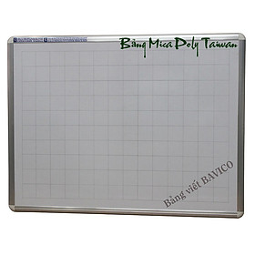 Bảng trắng treo tường Bavico - Bảng viết bút lông PolyTaiwan - Kẻ ô ly vuông - Kích thước 60x80cm