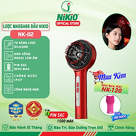 Lược massage đầu thư giãn Nikio NK-112 - Công nghệ EMS kết hợp hồng ngoại, chống nước