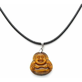 Dây Đeo Và Mặt Phật Di Lặc  Đá Mắt Hổ - Nâu (2 x 2 x 0.3 cm)