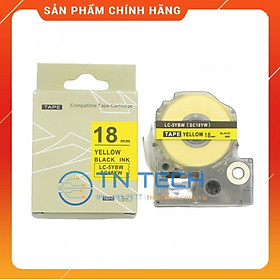 Nhãn in TEPRA - EPSON LC-5YBW (SC18YW) – Chữ đen nền vàng 18MM X 8M - Dùng cho máy in nhãn TEPRA - EPSON [Hàng nhập khẩu]