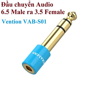 Hình ảnh [ 6.5mm ra 3.5mm ] Đầu chuyển audio 6.5 male ra 3.5 Female Vention VABS01 - Hàng chính hãng