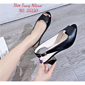 Giày hở gót cao 5cm màu đen size lớn 40 41 42 43 44