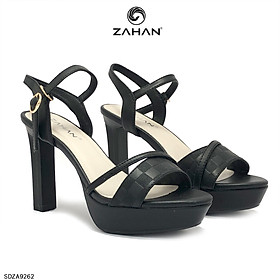 Sandal quai chéo, dập ô, đúp đế, 10 cm SDZA9262 - Đen - 37