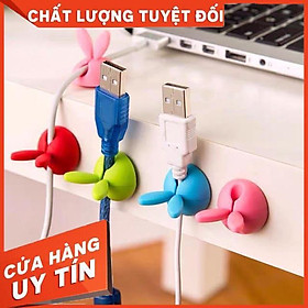 Mua Combo 4 Kẹp Dây Điện Silicon Tai Thỏ con xinh xắn giữ dây cáp dây điện tai nghe điện thoại laptop K136