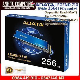 Mua Ổ cứng SSD MVMe ADATA LEGEND 710 256GB PCIe Gen3x4 M.2 2280 hàng chính hãng