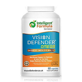 VISION DEFENDER OMEGA Eye Supplement: Care and Relief for Dry Eyes, Improve Eye Health- High Strength 1000mg Pure Omega-3 Fish Oil (400mg EPA, 200mg DHA per capsule)+Vitamin E (60 Softgels) Made in UK