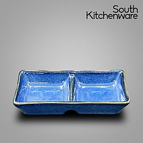 Dĩa 2 ngăn nhỏ sứ tráng men cao cấp độc đáo Cường Phát 12.5x6 cm
