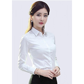 Áo Sơ Mi Nữ Màu Trắng Và Xanh Dài Tay Basic Hàng Xuất Dư Siêu Đẹp, Tây, Sang Chảnh