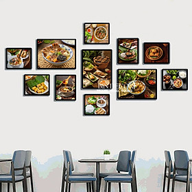 Mua Bộ 11 khung ảnh bún chả hà nội trang trí decor quán có sẵn khung kèm đinh treo
