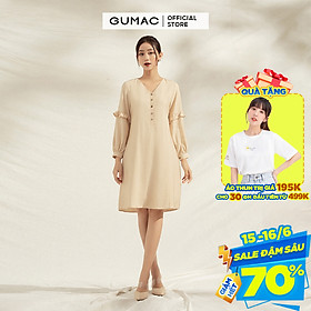Đầm suông nữ thiết kế bèo tay GUMAC DA1171 chất liệu mềm mịn phong cách sang trọng