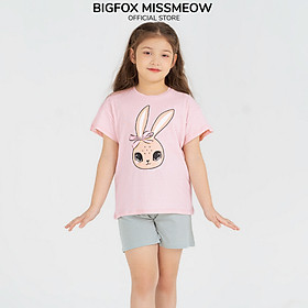 Bộ bé gái mùa hè Bigfox Miss Meow kiểu áo cộc tay size đại in Thỏ xinh style Hàn cỡ 3,6,9,10,11 tuổi 30kg 40kg 1945