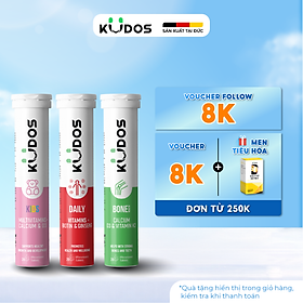 Combo Thực phẩm bảo vệ sức khỏe KUDOS KIDS + Viên Sủi KUDOS BONE + Viên Sủi KUDOS DAILY (20 viên/tuýp)