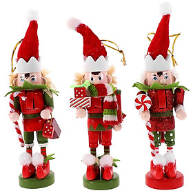 Bộ 3 mô hình chú lính chì gỗ Decor Trang Trí Giáng Sinh - Noel Cao 13cm màu xanh đỏ