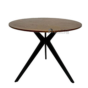 Mua Bàn tiếp khách mặt gỗ 80cm TE1539-08W Bàn gỗ màu tự nhiên tròn 80cm có chân sắt sơn tĩnh điện màu đen