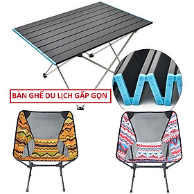 Bàn  Ghế Du lịch Dã Ngoại Thông Minh, Bàn Xếp Đi Động Gấp Gọn Du Lịch, Cắm Trại Có Kèm Túi Đựng Đủ Size