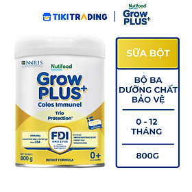Sữa Bột Nutifood Sweden GrowPLUS+ Sữa Non Immunel từ 0 - 12 tháng lon 800g
