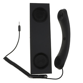 Retro Telephone Handset , 3.5mm Radiation Proof Cell Phone Telephone Receiver and Handset Holder for iPhone 5 6 Sansung Galaxy Black