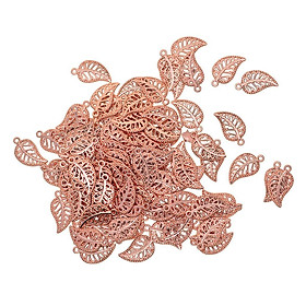 100 Pieces Filigree Leaf Charms Pendant Beads Jewelry DIY Making