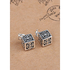 Combo 2 cái charm bạc hình vuông hoa văn treo - Ngọc Quý Gemstones