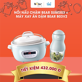 Mua Combo Nồi Nấu Chậm 2 5L SUBE003 + Máy Xay Ăn Dặm 0 3L B03V2 nấu cháo  chưng yến  đồ ăn dặm dinh dưỡng  tiện dụng - Hàng Chính Hãng