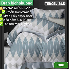 Bộ Drap gối CÓ MỀN Tencel vải nhập Hàn Quốc ,đỉnh cao mát mềm mại { drap mền và 3 áo gối