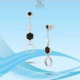 Bông Tai Nữ Danny Jewelry Bạc 925 Hình Lục Giác Đính Đá Onyx Xi Rhodium BT0041