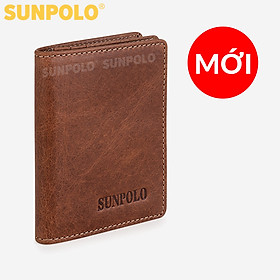 Ví Da Nam, Ví Đựng Thẻ Nam Da Bò SUNPOLO WSCA52 (Nâu bò, Xanh navy)