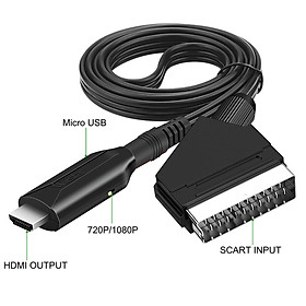 SCART to HDMI Converter Cable, Compact Audio Video Adapter, 1M Length, Portable, for TV