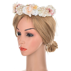 Boho Flower Crown Floral Headpiece Decoration Bridesmaids Adjustable Bride Headband Wreath for Formal Occasion, Anniversaries, Party, Festivals