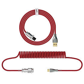 HXSJ USB to Type-C Keyboard Coiled Cable Detachable Mechanical Keyboard Coiled Cable with Metal Aviation Connector Nylon