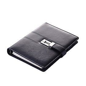 Sổ tay khổ A5 có khóa số, ghi chép da PU Business Password Lock Man Notebook