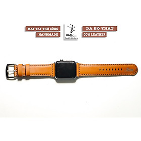 Dây Apple Watch da bò thật màu cam - RAM Leather Bauhaus 1988