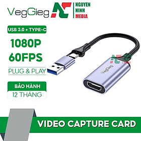 Bộ Cáp Live Stream, Ghi Hình HDMI to USB 3.0 Video Capture Card VEGGIEG VZ632 (VZ624) 1080P 60FPS - Hỗ Trợ Live Stream, Ghi Hình Từ Điện Thoại, Camera, PS5, XBOX 1080P 60FPS - Hàng Chính Hãng