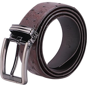 Thắt Lưng Nam Da Đà Điểu Bản Lớn Da Hột Đầu Kim Huy Hoàng HT4439 - Nâu Đất