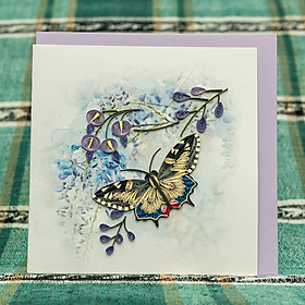 Thiệp Giấy Xoắn Động Vật - Bướm Trắng - NCC-B1503