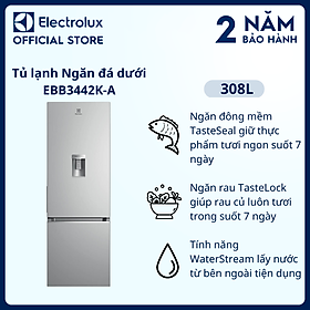 Mua  Freeship  Tủ lạnh Electrolux Inverter ngăn đá dưới có ngăn đông mềm 308 lít - EBB3442K-A - Tính năng lấy nước bên ngoài  khay đá xoay  tính năng khử mùi diệt khuẩn  Hàng chính hãng 