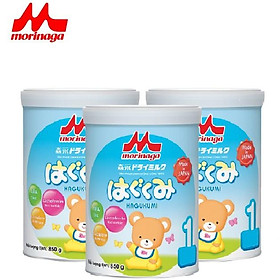 Combo 3 hộp Sữa Morinaga số 1 Hagukumi 850g hộp  Nguyên đai, nguyên tem