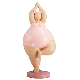 Resin Yoga Pose Statue Sculpture Meditation for Office Collectibles Accents Pink