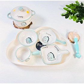 Mua  Giá hủy diệt  Bộ Bát Sứ Ăn Dặm Kiểu Nhật Họa Tiết Khủng Long Dễ Thương  Dahamart - Siêu Thị Ăn Dặm 