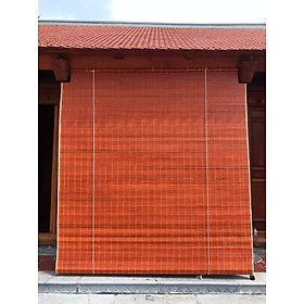 Mua Mành  sáo trúc cuốn che nắng  rộng 1m50 xuống 1m50 Rèm trúc cuốn che mưa cửa sổ sơn pu màu cánh gián có dây kéo