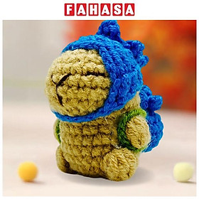 Móc Khoá Len Thủ Công Hình Capybara - Màu Kem (Màu Ba Lô + Mũ Ngẫu Nhiên)