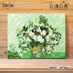 Mua Tranh tô màu theo số sơn dầu số hóa cao cấp Smile FMFP Hoa hồng trắng Van Gogh H41107