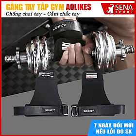 Hình ảnh Găng Tay Tập Gym hở mu bàn tay - Dây kéo lưng Aolikes 2 trong 1 ( 1 Đôi)