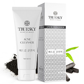 Sữa rửa mặt hỗ trợ trị mụn Truesky chiết xuất than hoạt tính dạng tạo bọt chính hãng 60ml - Ance Cleanser