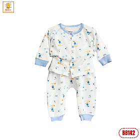 Đồ bộ cho bé sơ sinh BABIBOO đồ dài tay thu đông vải cotton siêu mềm - BB142