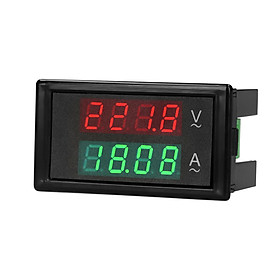 AC 80-300V 100A Digital Voltmeter Ammeter Amperage Tester Gauge Green Red LED Amp Dual Display AC Panel Current Meter