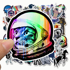 Bộ 50 Sticker chủ đề Phi hành gia vũ trụ, không gian dán trang trí Macbook, Vali, Mũ bảo hiểm, Điện thoại, Laptop