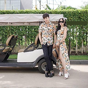Set đồ đôi áo sơ mi nam váy nữ