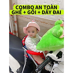 COMBO GHẾ NGỒI XE TAY GA CÓ DÂY ĐAI AN TOÀN VÀ GỐI CHO BÉ